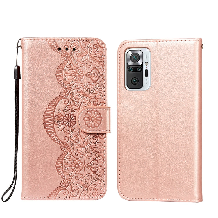 For Xiaomi Redmi Note 10 Pro Flower Vine Embossing Pattern Horizontal Flip Leather Case with Card Slot & Holder & Wallet & Lanyard