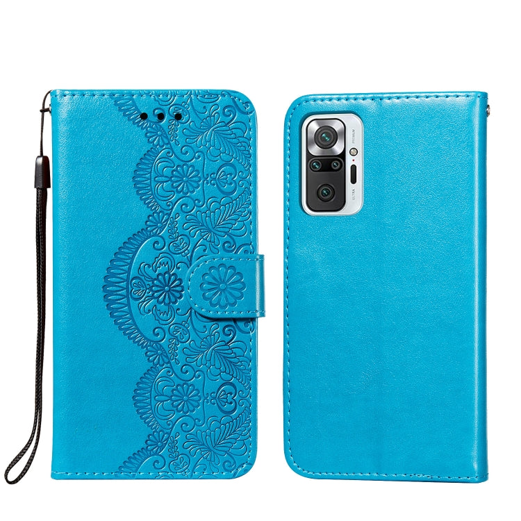 For Xiaomi Redmi Note 10 Pro Flower Vine Embossing Pattern Horizontal Flip Leather Case with Card Slot & Holder & Wallet & Lanyard