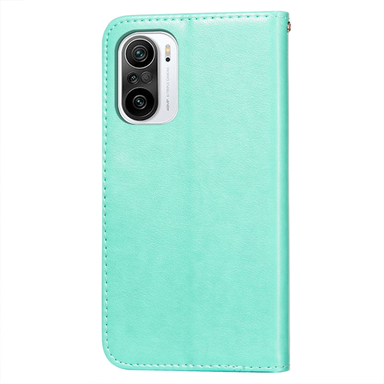 For Xiaomi Redmi K40 Flower Vine Embossing Pattern Horizontal Flip Leather Case with Card Slot & Holder & Wallet & Lanyard