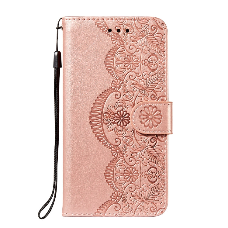 For Xiaomi Redmi K40 Flower Vine Embossing Pattern Horizontal Flip Leather Case with Card Slot & Holder & Wallet & Lanyard