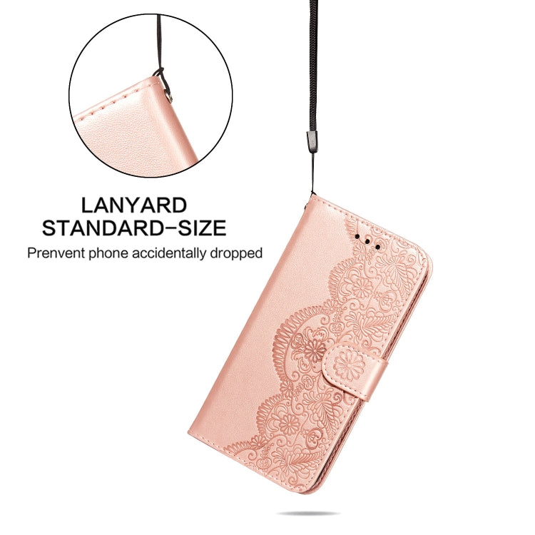 For Xiaomi Redmi K40 Flower Vine Embossing Pattern Horizontal Flip Leather Case with Card Slot & Holder & Wallet & Lanyard