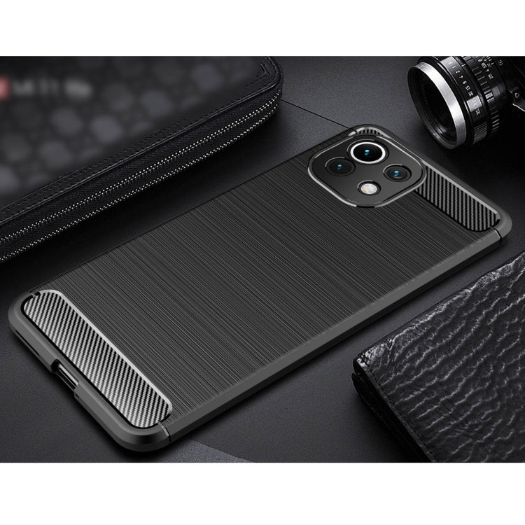 For Xiaomi Mi 11 Lite Brushed Texture Carbon Fiber TPU Case