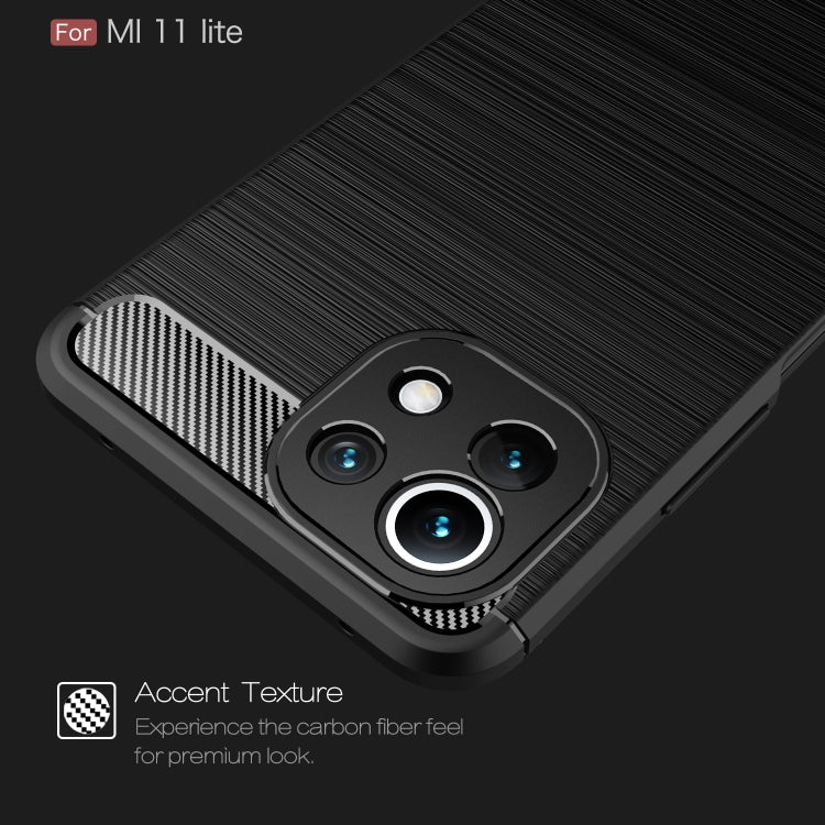 For Xiaomi Mi 11 Lite Brushed Texture Carbon Fiber TPU Case