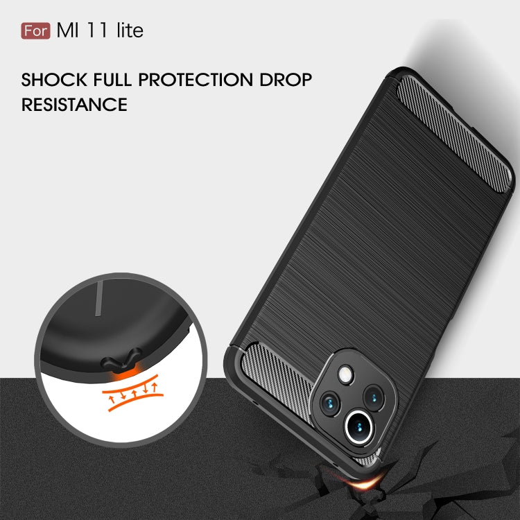 For Xiaomi Mi 11 Lite Brushed Texture Carbon Fiber TPU Case