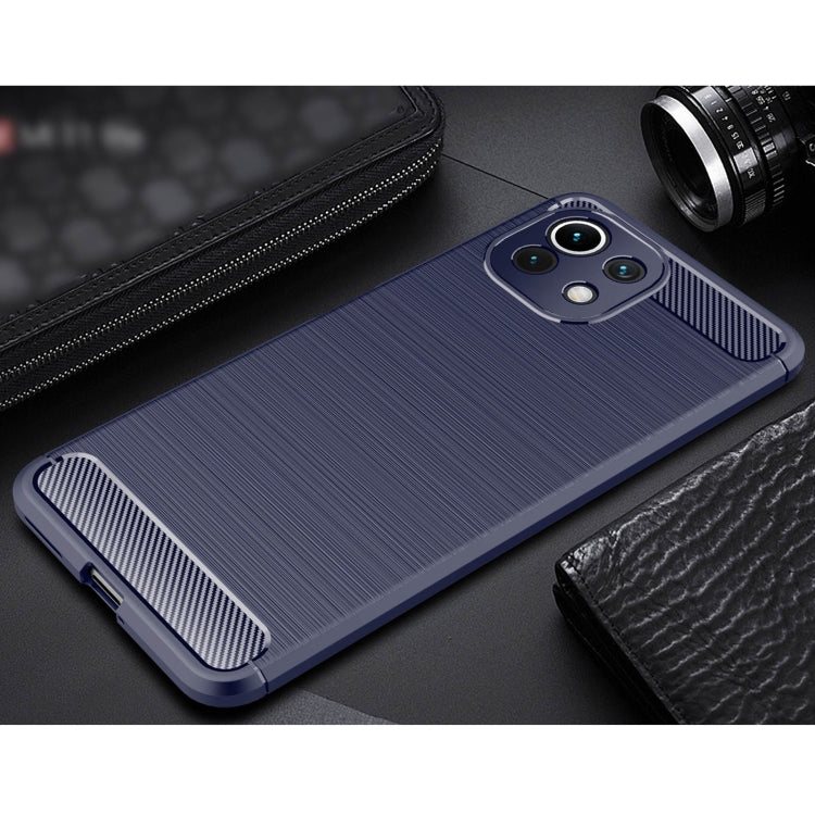 For Xiaomi Mi 11 Lite Brushed Texture Carbon Fiber TPU Case