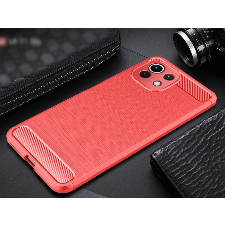 For Xiaomi Mi 11 Lite Brushed Texture Carbon Fiber TPU Case