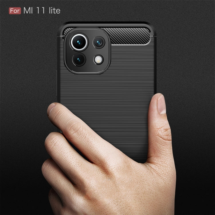 For Xiaomi Mi 11 Lite Brushed Texture Carbon Fiber TPU Case