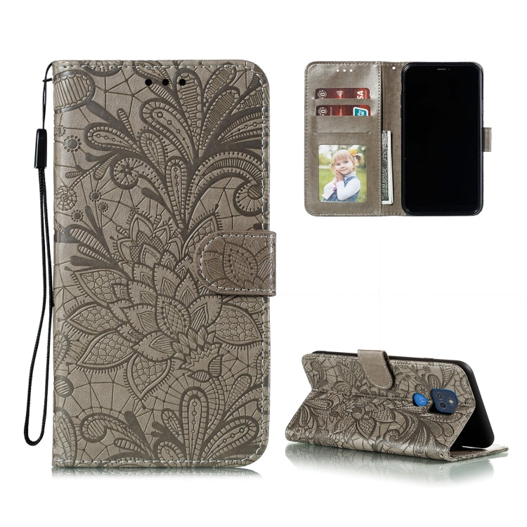 For Motorola Moto G Play (2021) Lace Flower Embossing Pattern Horizontal Flip Leather Case with Holder & Card Slots & Wallet & Photo Frame