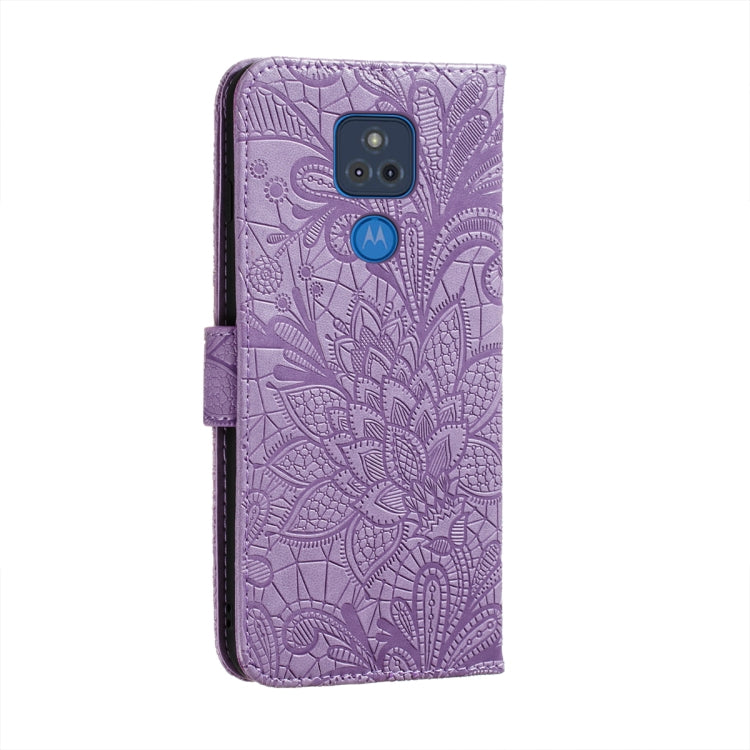 For Motorola Moto G Play (2021) Lace Flower Embossing Pattern Horizontal Flip Leather Case with Holder & Card Slots & Wallet & Photo Frame