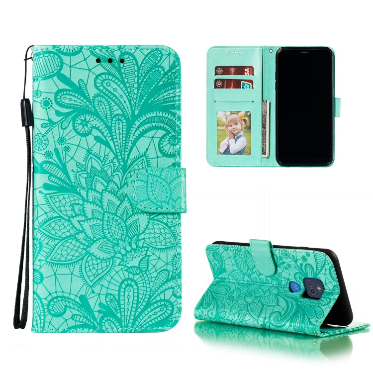 For Motorola Moto G Play (2021) Lace Flower Embossing Pattern Horizontal Flip Leather Case with Holder & Card Slots & Wallet & Photo Frame