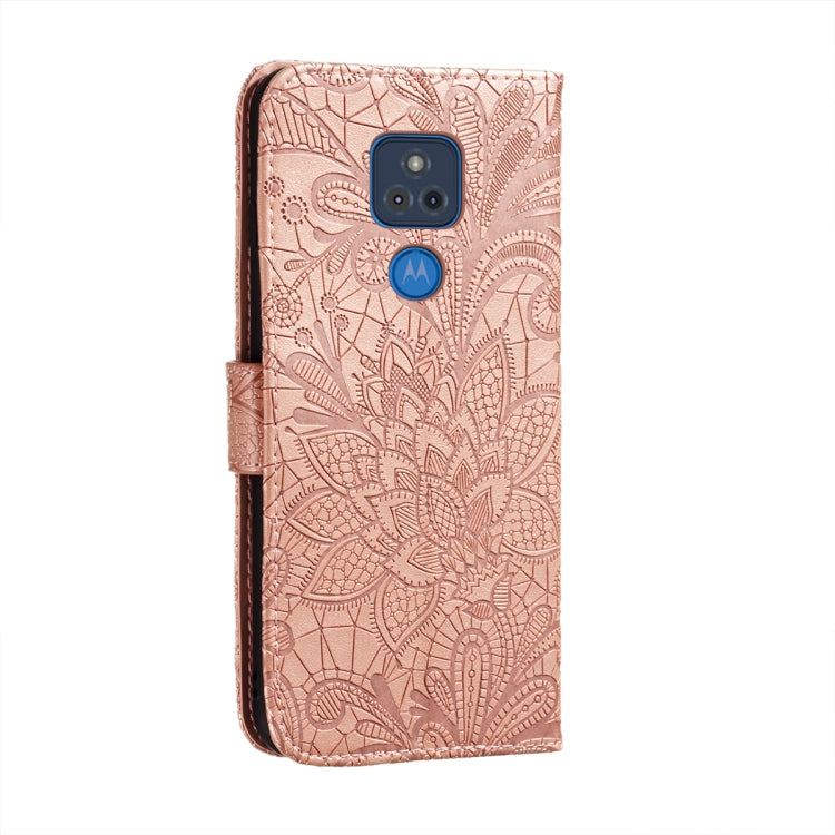 For Motorola Moto G Play (2021) Lace Flower Embossing Pattern Horizontal Flip Leather Case with Holder & Card Slots & Wallet & Photo Frame