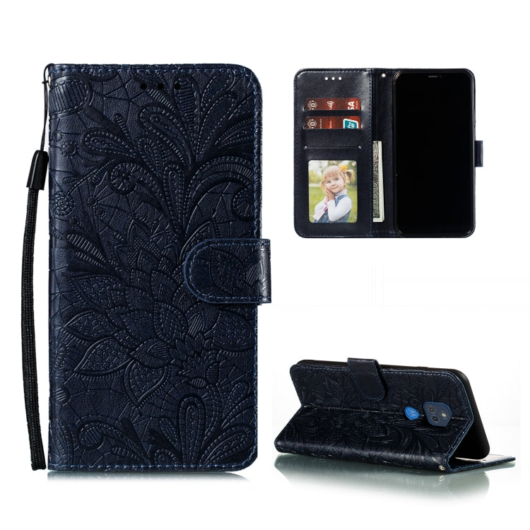 For Motorola Moto G Play (2021) Lace Flower Embossing Pattern Horizontal Flip Leather Case with Holder & Card Slots & Wallet & Photo Frame