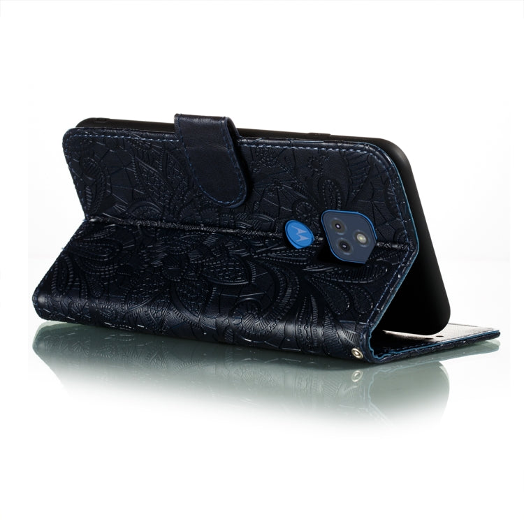 For Motorola Moto G Play (2021) Lace Flower Embossing Pattern Horizontal Flip Leather Case with Holder & Card Slots & Wallet & Photo Frame