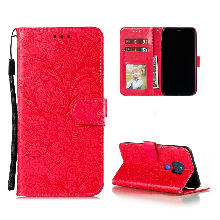 For Motorola Moto G Play (2021) Lace Flower Embossing Pattern Horizontal Flip Leather Case with Holder & Card Slots & Wallet & Photo Frame