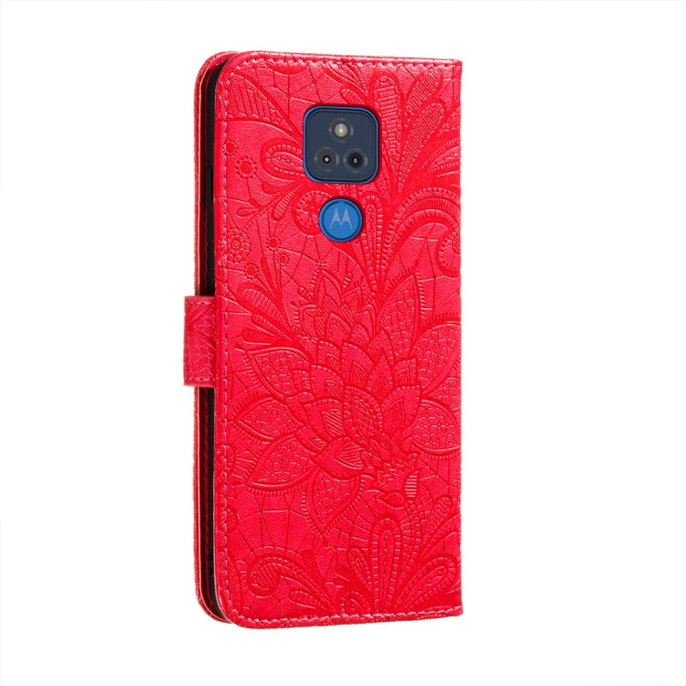 For Motorola Moto G Play (2021) Lace Flower Embossing Pattern Horizontal Flip Leather Case with Holder & Card Slots & Wallet & Photo Frame