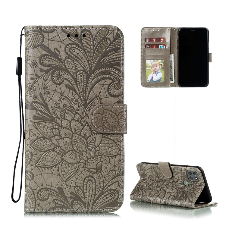 For Motorola Moto G9 Power Lace Flower Embossing Pattern Horizontal Flip Leather Case with Holder & Card Slots & Wallet & Photo Frame