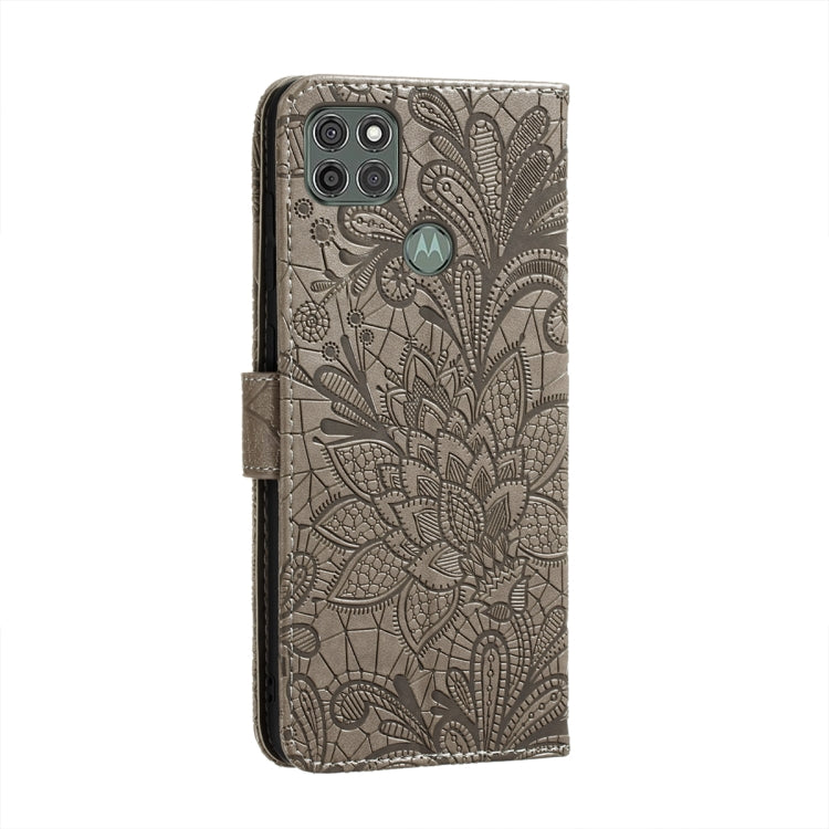 For Motorola Moto G9 Power Lace Flower Embossing Pattern Horizontal Flip Leather Case with Holder & Card Slots & Wallet & Photo Frame
