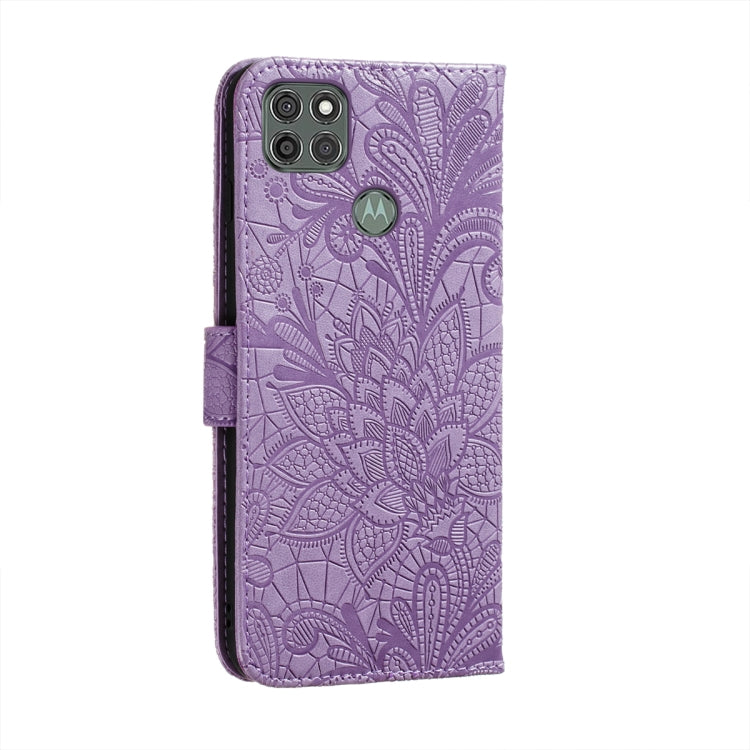For Motorola Moto G9 Power Lace Flower Embossing Pattern Horizontal Flip Leather Case with Holder & Card Slots & Wallet & Photo Frame