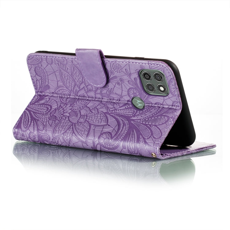 For Motorola Moto G9 Power Lace Flower Embossing Pattern Horizontal Flip Leather Case with Holder & Card Slots & Wallet & Photo Frame