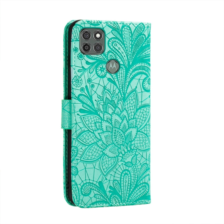 For Motorola Moto G9 Power Lace Flower Embossing Pattern Horizontal Flip Leather Case with Holder & Card Slots & Wallet & Photo Frame