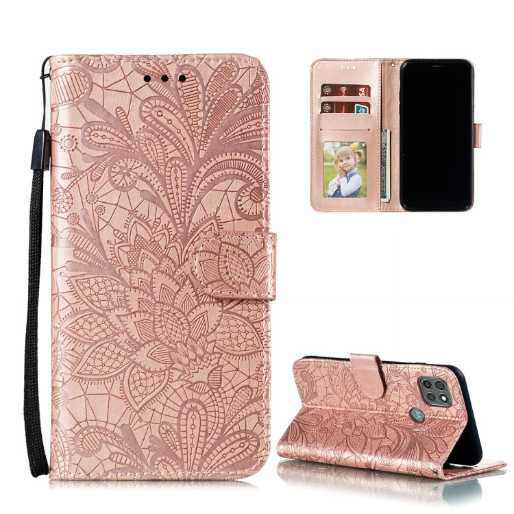 For Motorola Moto G9 Power Lace Flower Embossing Pattern Horizontal Flip Leather Case with Holder & Card Slots & Wallet & Photo Frame