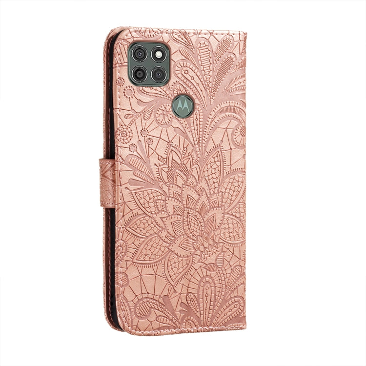 For Motorola Moto G9 Power Lace Flower Embossing Pattern Horizontal Flip Leather Case with Holder & Card Slots & Wallet & Photo Frame