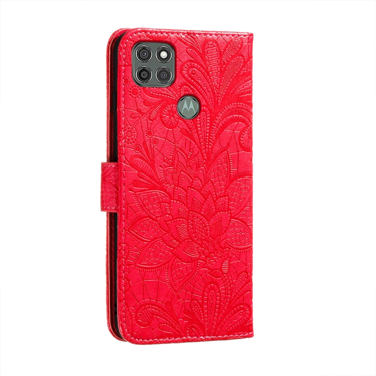For Motorola Moto G9 Power Lace Flower Embossing Pattern Horizontal Flip Leather Case with Holder & Card Slots & Wallet & Photo Frame