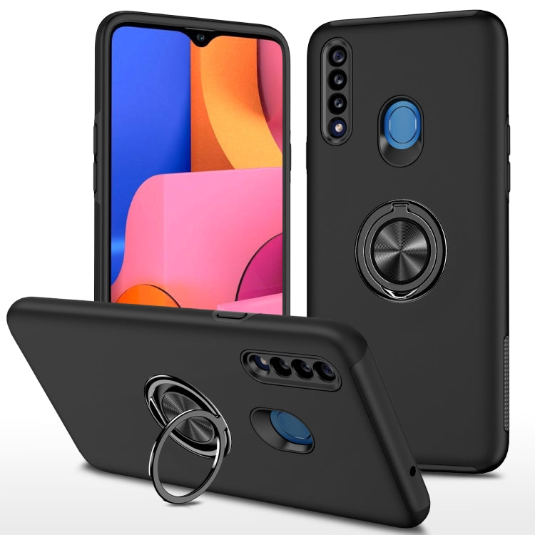 For Samsung Galaxy A20s PC + TPU Shockproof Magnetic Protective Case with Invisible Ring Holder