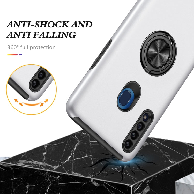 For Samsung Galaxy A20s PC + TPU Shockproof Magnetic Protective Case with Invisible Ring Holder