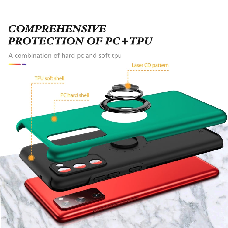 For Samsung Galaxy S20 FE PC + TPU Shockproof Magnetic Protective Case with Invisible Ring Holder