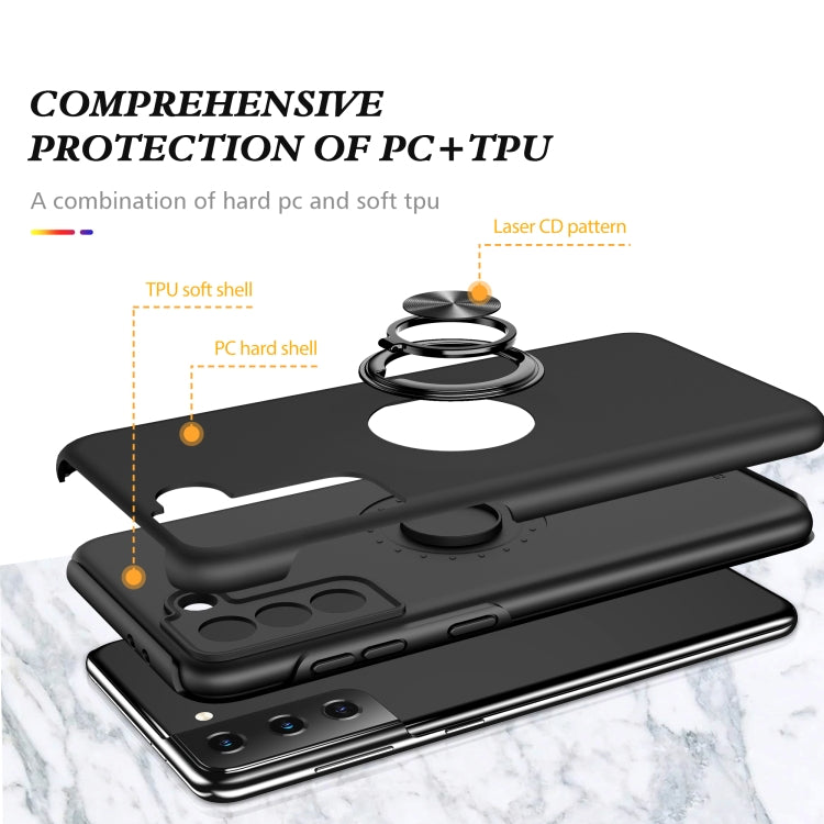 For Samsung Galaxy S21 5G PC + TPU Shockproof Magnetic Protective Case with Invisible Ring Holder