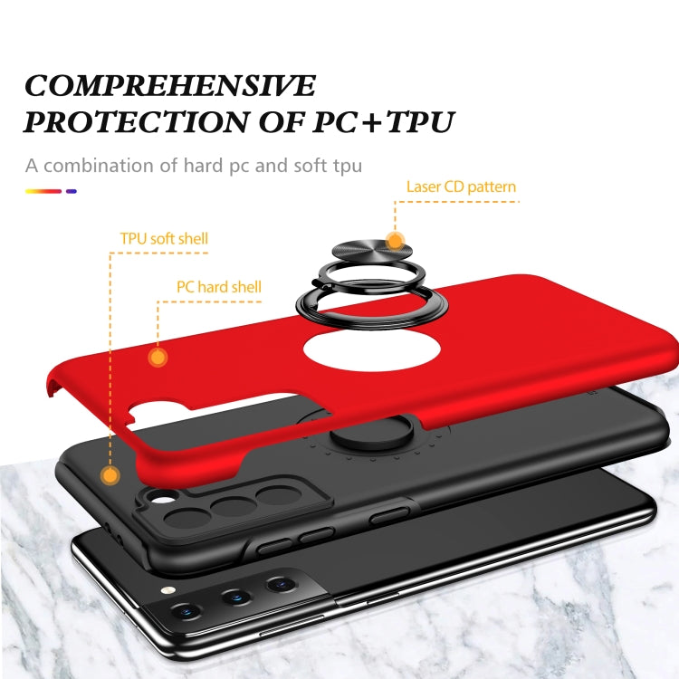 For Samsung Galaxy S21 5G PC + TPU Shockproof Magnetic Protective Case with Invisible Ring Holder