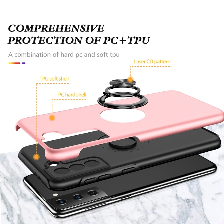 For Samsung Galaxy S21 5G PC + TPU Shockproof Magnetic Protective Case with Invisible Ring Holder