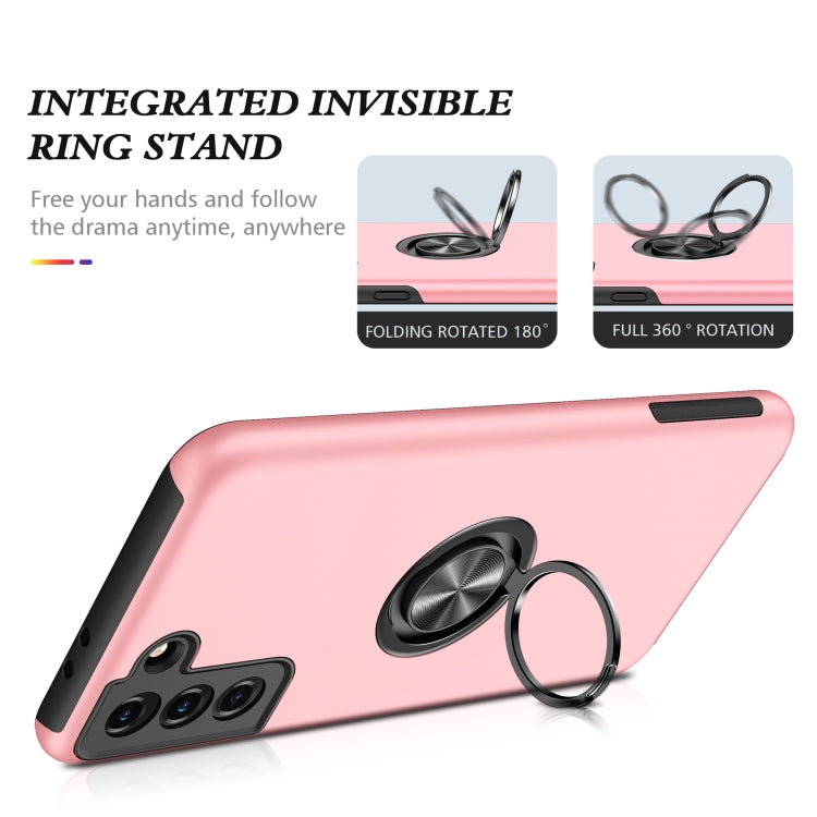 For Samsung Galaxy S21 5G PC + TPU Shockproof Magnetic Protective Case with Invisible Ring Holder