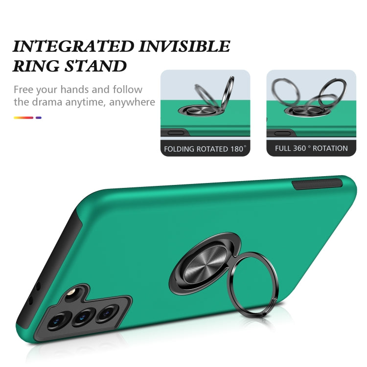 For Samsung Galaxy S21 5G PC + TPU Shockproof Magnetic Protective Case with Invisible Ring Holder