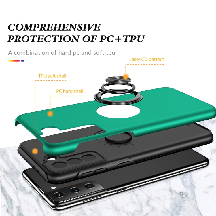 For Samsung Galaxy S21+ 5G PC + TPU Shockproof Magnetic Protective Case with Invisible Ring Holder