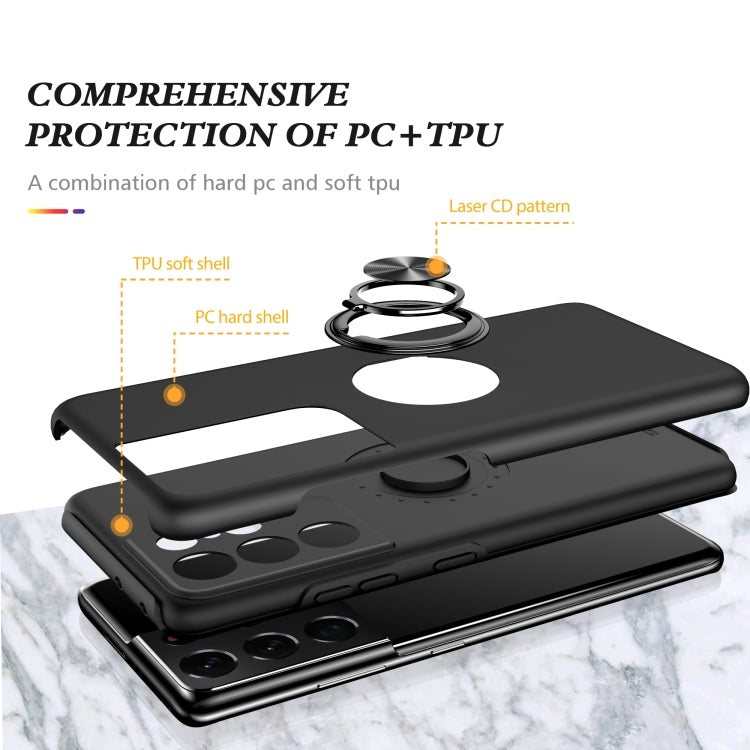 For Samsung Galaxy S21 Ultra 5G PC + TPU Shockproof Magnetic Protective Case with Invisible Ring Holder