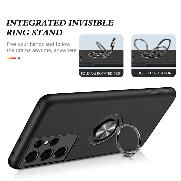 For Samsung Galaxy S21 Ultra 5G PC + TPU Shockproof Magnetic Protective Case with Invisible Ring Holder
