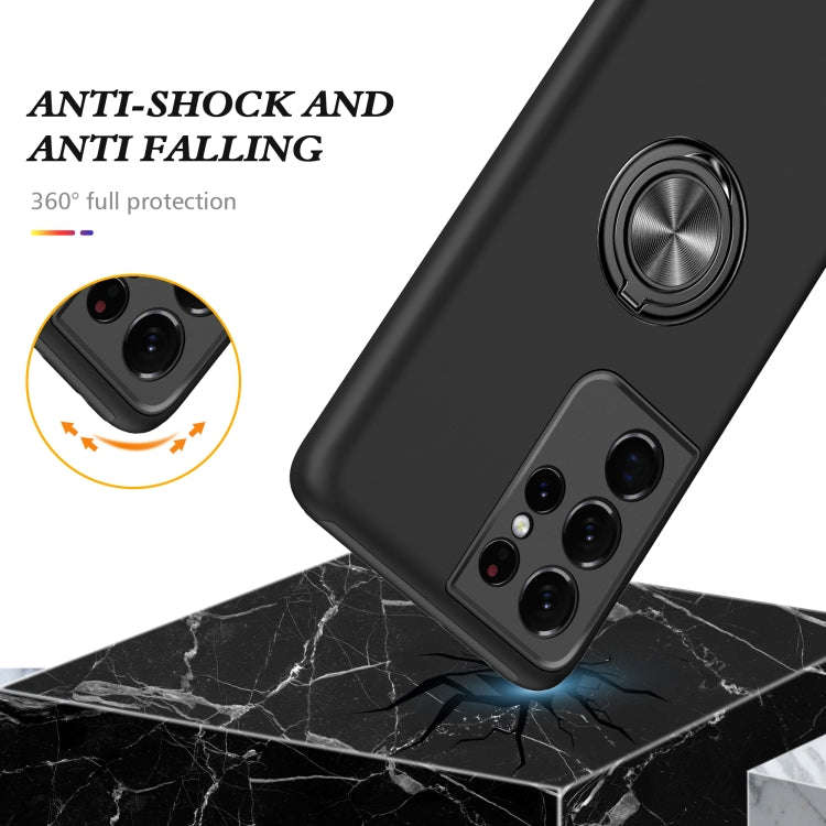For Samsung Galaxy S21 Ultra 5G PC + TPU Shockproof Magnetic Protective Case with Invisible Ring Holder