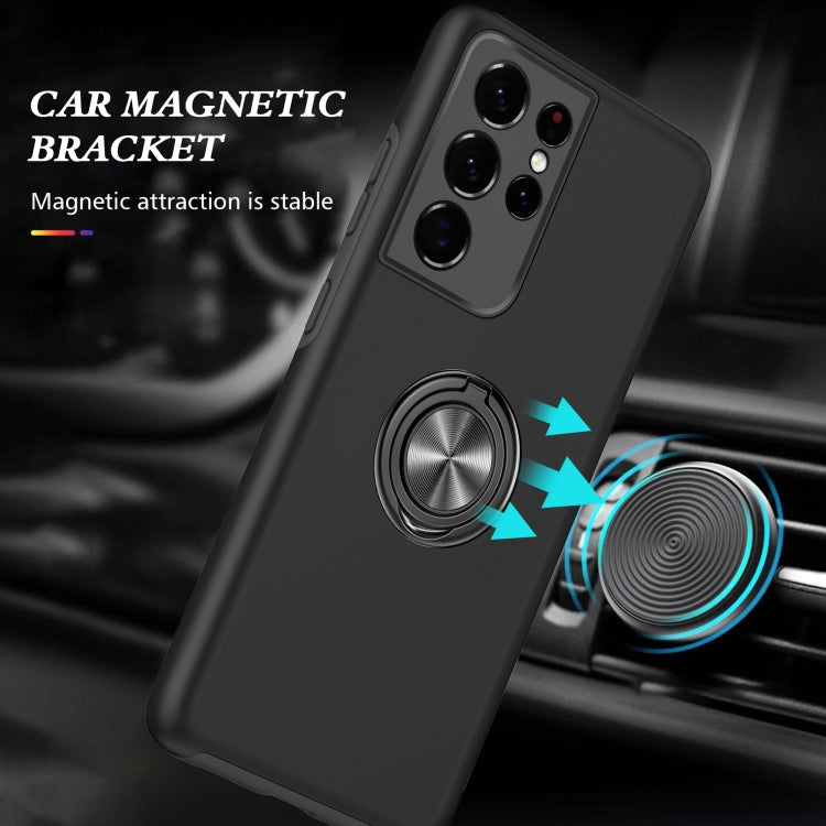 For Samsung Galaxy S21 Ultra 5G PC + TPU Shockproof Magnetic Protective Case with Invisible Ring Holder