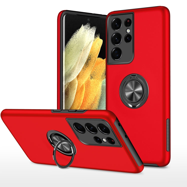 For Samsung Galaxy S21 Ultra 5G PC + TPU Shockproof Magnetic Protective Case with Invisible Ring Holder