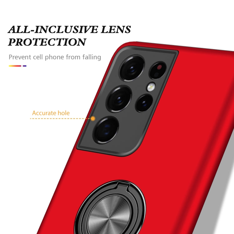 For Samsung Galaxy S21 Ultra 5G PC + TPU Shockproof Magnetic Protective Case with Invisible Ring Holder