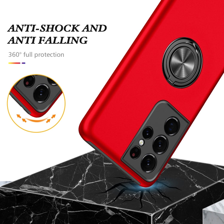 For Samsung Galaxy S21 Ultra 5G PC + TPU Shockproof Magnetic Protective Case with Invisible Ring Holder