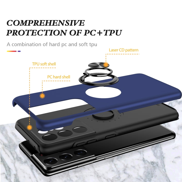For Samsung Galaxy S21 Ultra 5G PC + TPU Shockproof Magnetic Protective Case with Invisible Ring Holder