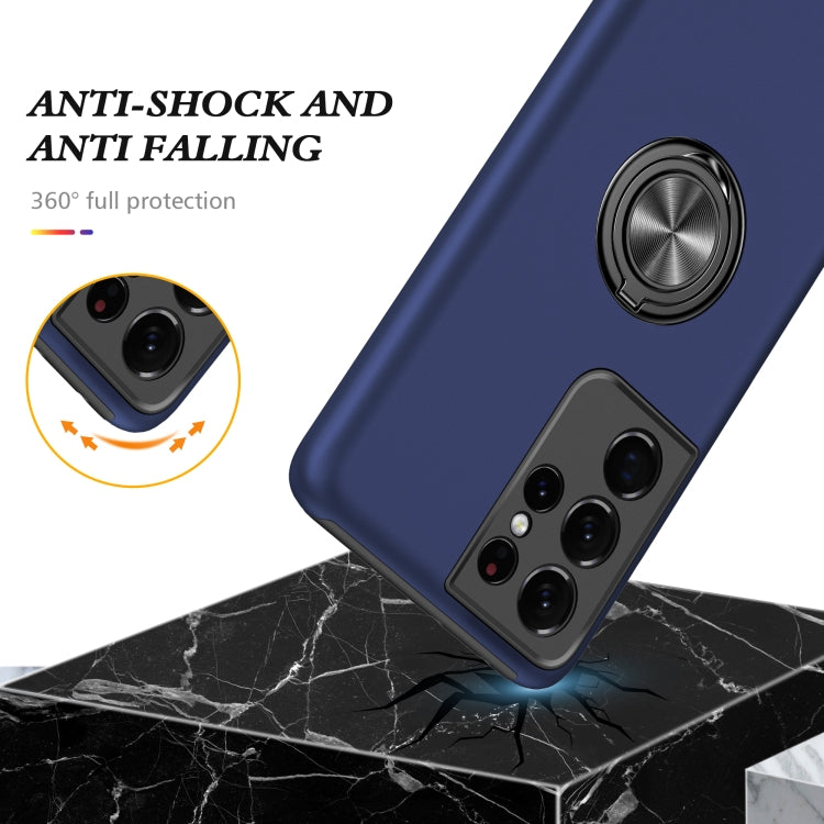 For Samsung Galaxy S21 Ultra 5G PC + TPU Shockproof Magnetic Protective Case with Invisible Ring Holder