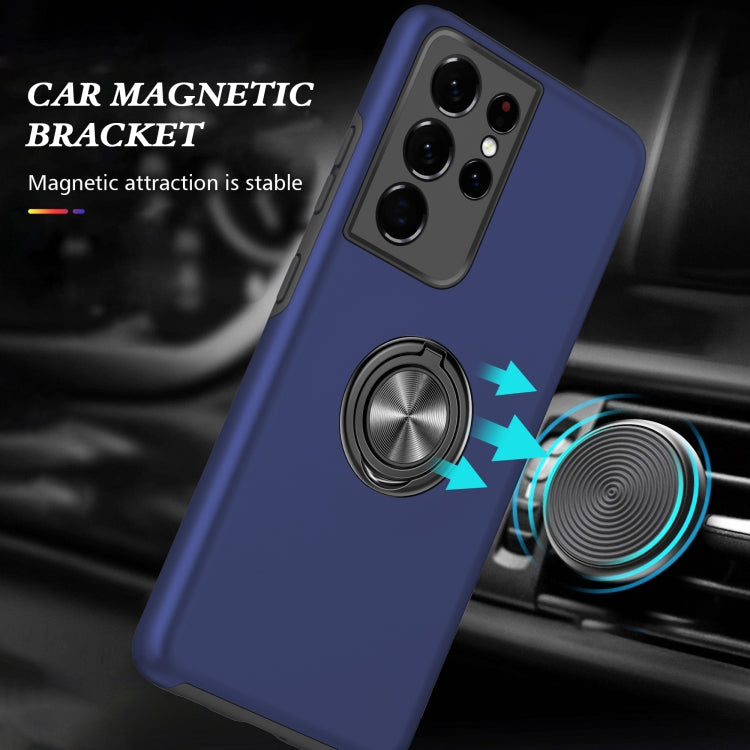 For Samsung Galaxy S21 Ultra 5G PC + TPU Shockproof Magnetic Protective Case with Invisible Ring Holder