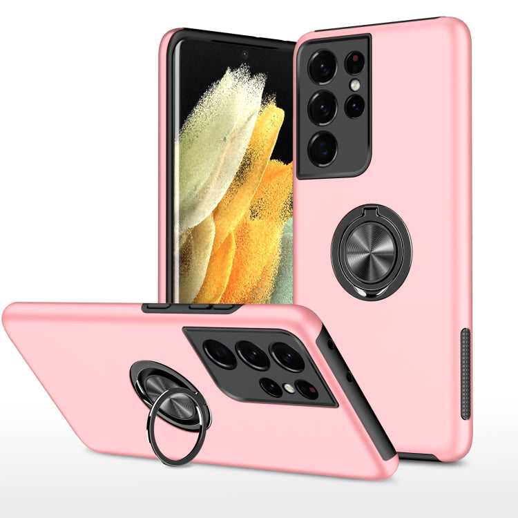 For Samsung Galaxy S21 Ultra 5G PC + TPU Shockproof Magnetic Protective Case with Invisible Ring Holder