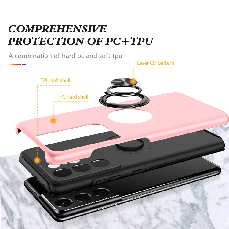 For Samsung Galaxy S21 Ultra 5G PC + TPU Shockproof Magnetic Protective Case with Invisible Ring Holder