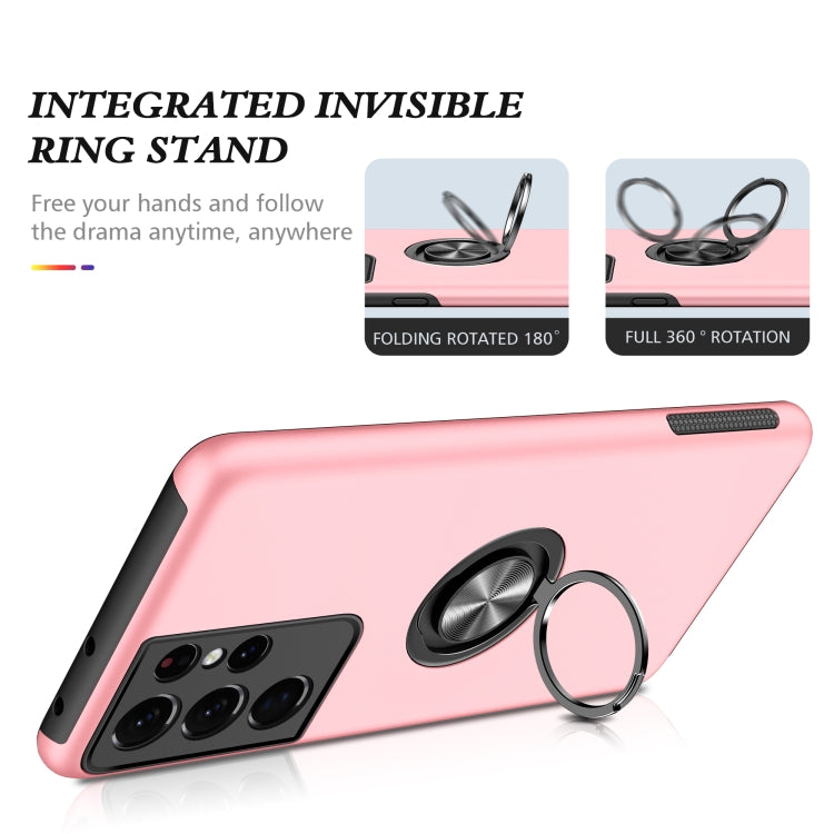 For Samsung Galaxy S21 Ultra 5G PC + TPU Shockproof Magnetic Protective Case with Invisible Ring Holder