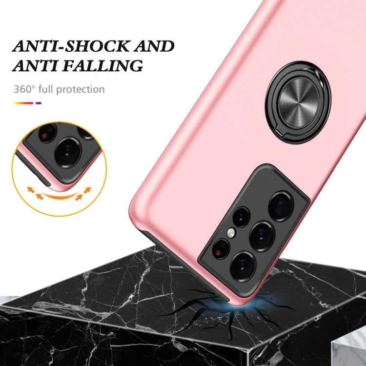 For Samsung Galaxy S21 Ultra 5G PC + TPU Shockproof Magnetic Protective Case with Invisible Ring Holder